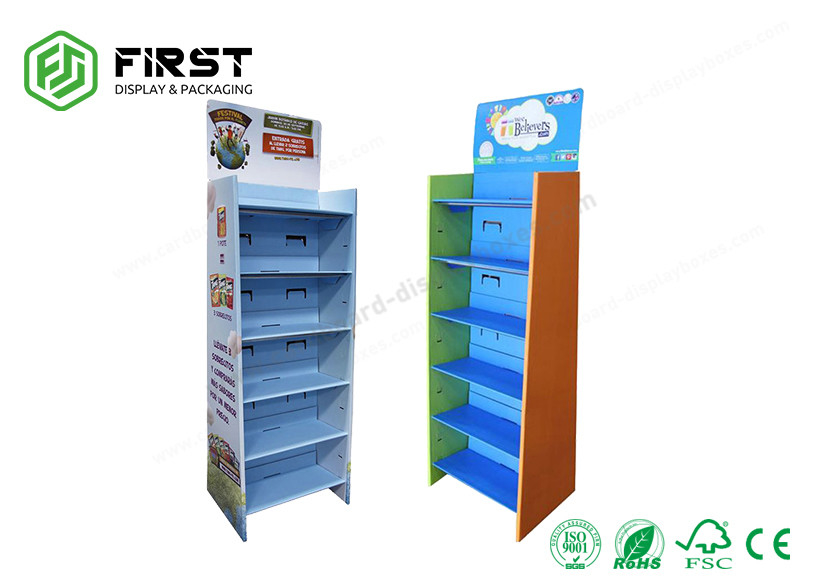 Corrugated Paper Floor Standing Displays Foldable Carton Floor Stand