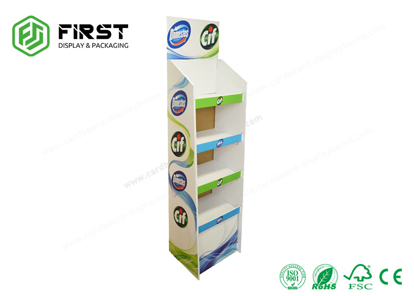 CMYK Printing Cardboard Floor Displays Retail Store POP Corrugated Paper Floor Display Stand