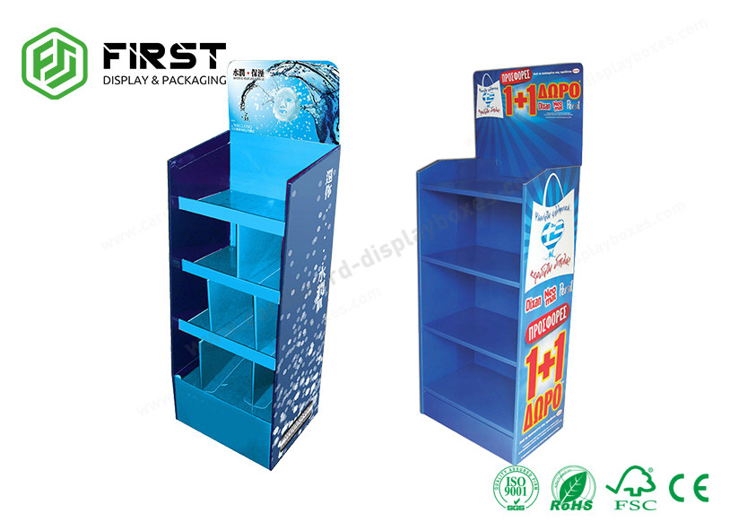 Glossy Surface Floor Standing Displays Customized POP Promotion Carton Paper Cardboard Display