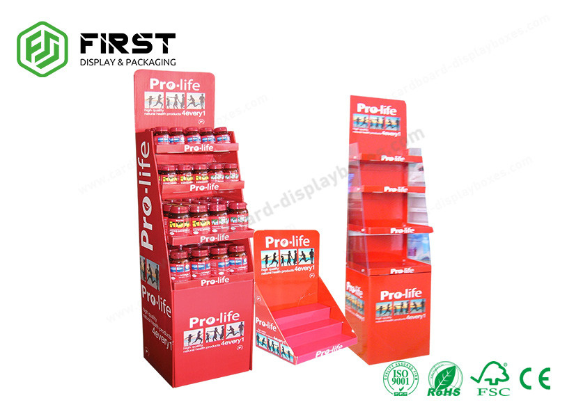 Retail Store Foldable Paper Display Racks POP Free Standing Floor Display Stand