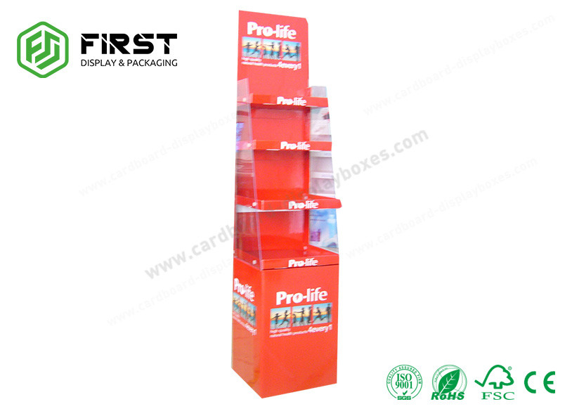 Retail Store Foldable Paper Display Racks POP Free Standing Floor Display Stand